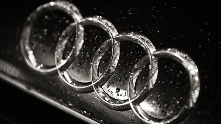Audi Logo in Black & White Wallpaper