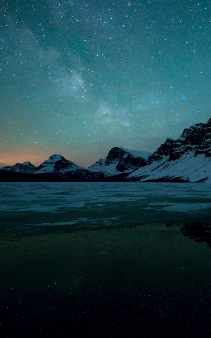 Milky Way over Bow Lake, Alberta, Canada Wallpaper for Amazon Kindle Fire HD