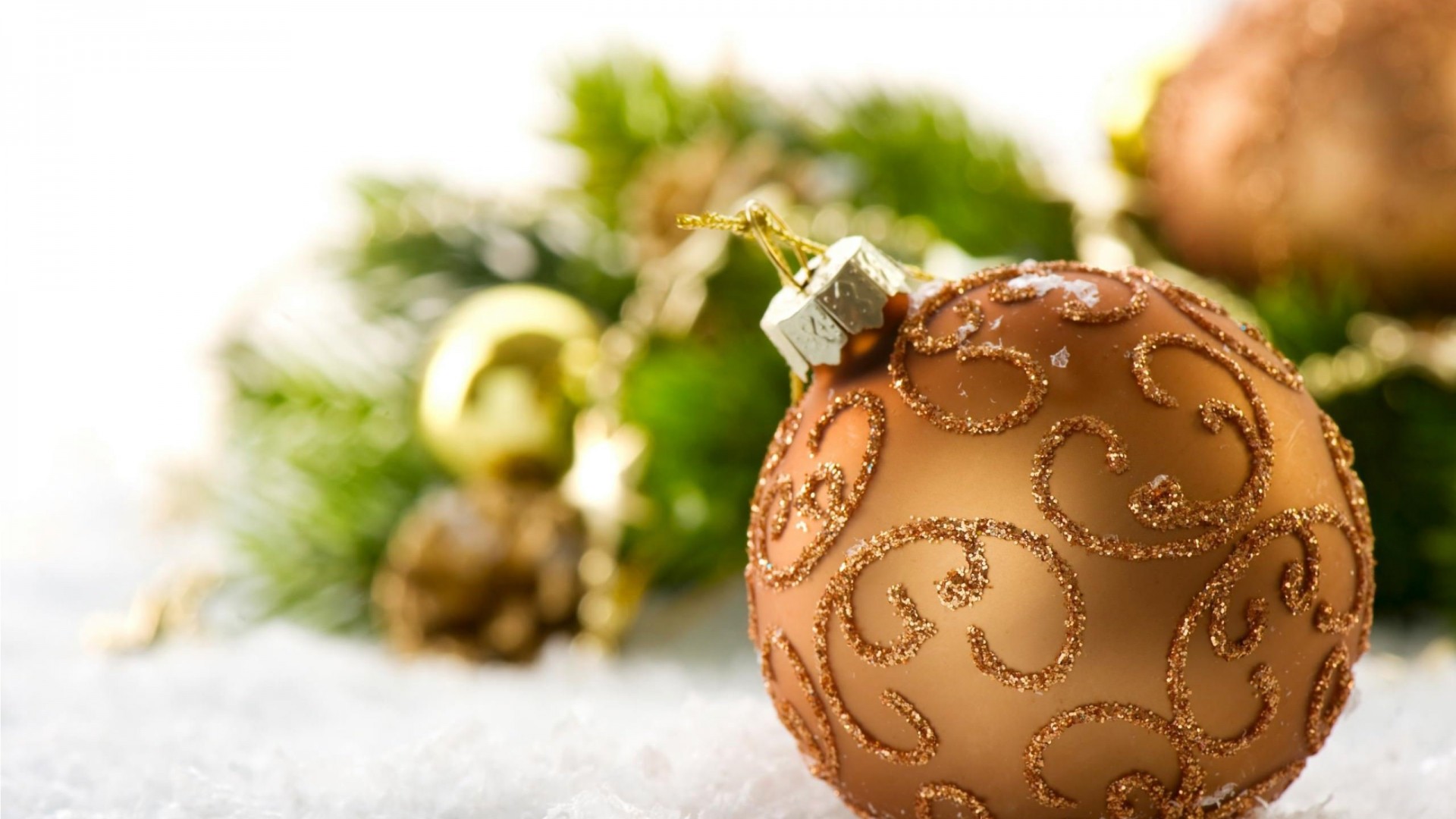 Download Burnt Orange Christmas Ball Decorations HD wallpaper for 1920