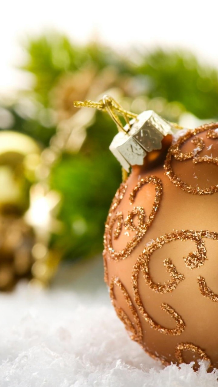 Download Burnt Orange Christmas Ball Decorations HD wallpaper for One X