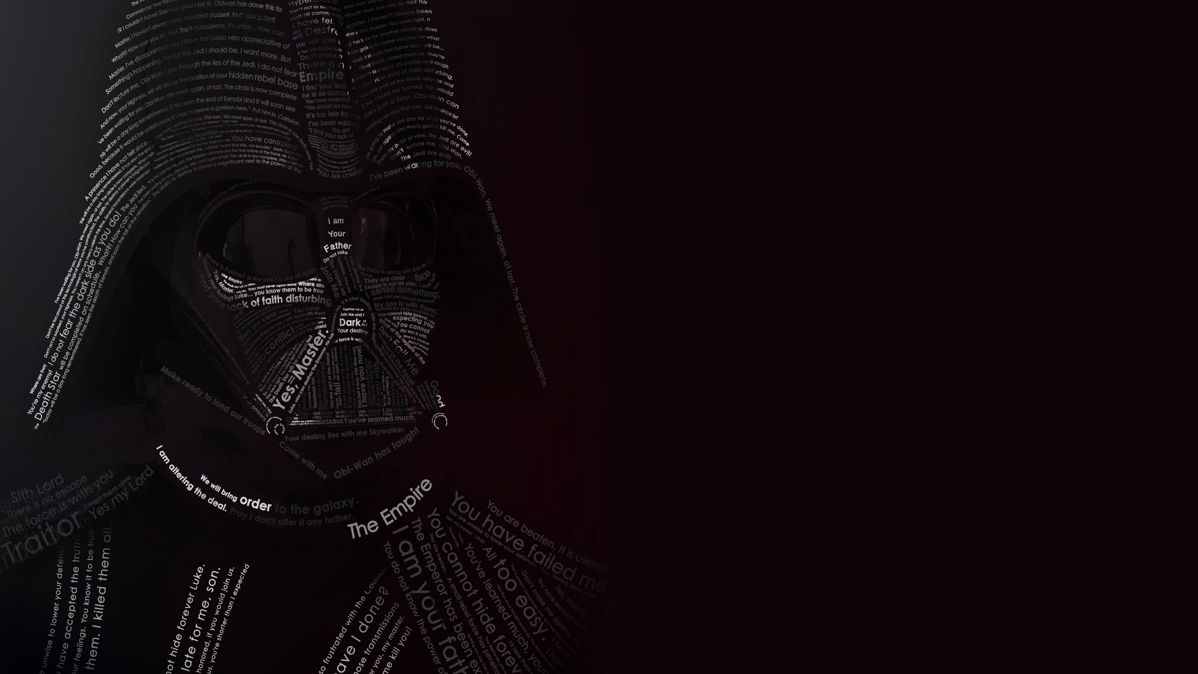 Download Darth Vader Typographic Portrait HD wallpaper for 4K 3840x2160